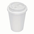 Plastový dvouvrstvý hrnek s víčkem, 300ml, bílý