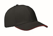 Šestipanelová baseballová kšiltovka, černá/červená