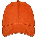 Šestipanelová kšiltovka, tvarovaný sendvičový kšilt, oranžová