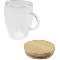 Skleněný hrneks 350 ml a bambusovým víčkem, transparentní