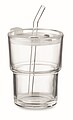 Skleněný kelímek s brčkem 400ml, transparentní