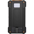 Solární powerbanka z recyklovaného plastu s kapacitou 5000 mAh a výkonem 10 W, odolná, s vestavěnou svítilnou, černá