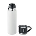 SUNA Termoska z nerezové oceli s hrnkem, 420 ml, bílá