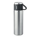 SUNA Termoska z nerezové oceli s hrnkem, 420 ml, stříbrná