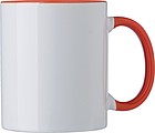 SUPREME Keramický hrnek k sublimaci, 300 ml, bílý s oranžovým vnitřkem a uchem