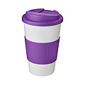 Termohrnek Americano® 350 ml s rukojetí a uzávěrem odolným proti rozlití - Bílá / Purpurová