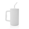 Termohrnek s brčkem 800 ml z recyklované oceli s certifikací RCS, bílá