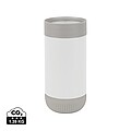 Termohrnek s push zavíráním z RCS recyklované nerezové oceli 350ml, bílá/šedá