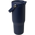 Termohrnek s vakuovou a měděnou izolací 900 ml z recyklované nerezové oceli s víčkem s dvojitou funkcí, námořní modrá