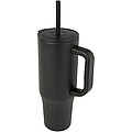 Termohrnek se silikonovým brčkem 900ml, černá
