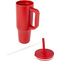 Termohrnek se silikonovým brčkem 900ml, červená