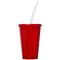 Transparentní dvouvrstvý kelímek, 350ml, červený