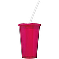 Transparentní dvouvrstvý kelímek, 350ml, růžový