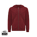 Unisex mikina na zip s kapucí Iqoniq Abisko, vínově červená, velikost XXS