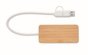 USB rozbočovač s bambusovým povrchem