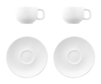 VANLION Sada 2 šálků a podšálků na cappuccino, bílá