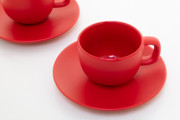VANLION Sada 2 šálků a podšálků na cappuccino, červená