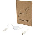 Vysouvací datový synchronizační a rychlonabíjecí 40W kabel 5 v 1 z recyklovaného plastu o délce 90 cm, bílá