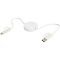 Vysouvací datový synchronizační a rychlonabíjecí 40W kabel 5 v 1 z recyklovaného plastu o délce 90 cm, bílá