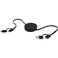 Vysouvací datový synchronizační a rychlonabíjecí 40W kabel 5 v 1 z recyklovaného plastu o délce 90 cm, černá