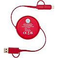 Vysouvací datový synchronizační a rychlonabíjecí 45W kabel 5 v 1 o délce 100 cm z recyklovaného plastu a hliníku, červená