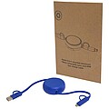 Vysouvací datový synchronizační a rychlonabíjecí 45W kabel 5 v 1 o délce 100 cm z recyklovaného plastu a hliníku, královská modrá