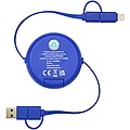 Vysouvací datový synchronizační a rychlonabíjecí 45W kabel 5 v 1 o délce 100 cm z recyklovaného plastu a hliníku, královská modrá