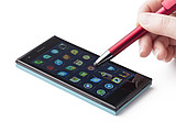 ZEBEDEUS Plastová propiska, stylus, klip jako stojánek na mobil, červená