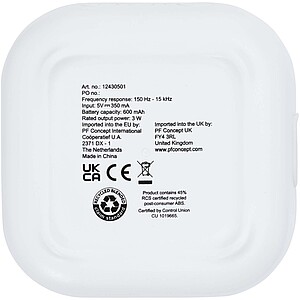 2.0 3W mini reproduktor Bluetooth z RCS recyklovaného plastu, bílá