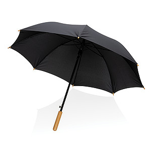 23" bambusový auto-open deštník Impact ze 190T RPET AWARE™, černá - reklamní deštníky