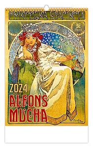 Alfons Mucha 2024, nástěnný kalendář, prodloužená záda