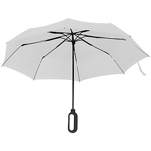 Automatický skládací deštník, pr. 98cm, s karabinou v rukojeti, bílý - reklamní deštníky