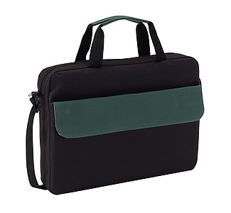 BALROG Černá taška na dokumenty se zelenou klopou na přední kapse