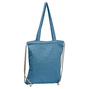 BAVLNA Bavlněná nákupní taška z recyklované bavlny se stahovacími šňůrkami, modrá - reklamní předměty