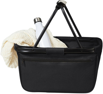 BERNARD Skládací nákupní košík s kapsou na zip a černou konstrukcí, černá
