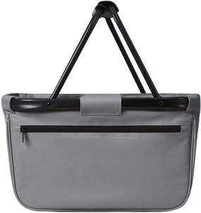 BERNARD Skládací nákupní košík s kapsou na zip a černou konstrukcí, šedá