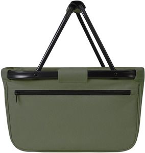 BERNARD Skládací nákupní košík s kapsou na zip a černou konstrukcí, vojenská zelená