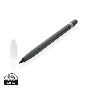 Beznáplňová tužka s gumou, hliníkové tělo, šedá - psací potřeby