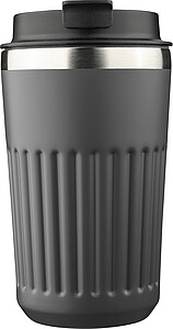 Cestovní hrnek z recyklované nerezové oceli, 400 ml, šedá - termohrnek s vlastním potiskem