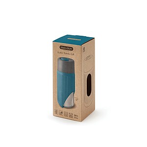 Cestovní skleněný hrnek 340 ml, tyrkysová