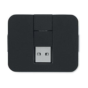 Čtyřportový 2.0 USB rozbočovač z ABS. Výstup: 2x typ A a 2x typ C. Vstup: Typ C a Typ A. Délka kabelu: 20 cm., černá