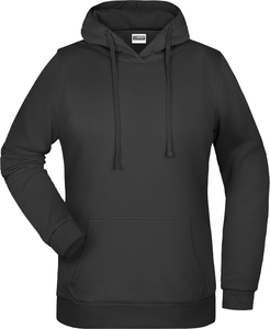 Dámská mikina s kapucí James Nicholson sweat hoodie women, černá, vel. S - mikina s vlastním potiskem