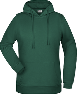 Dámská mikina s kapucí James Nicholson sweat hoodie women, tmavě zelená, vel. S