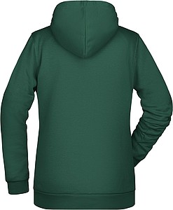 Dámská mikina s kapucí James Nicholson sweat hoodie women, tmavě zelená, vel. S