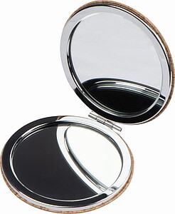 Dvojité kapesní zrcátko s korkovým povrchem