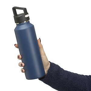 Dvoustěnná láhev z recyklované nerezové oceli, 600 ml, modrá