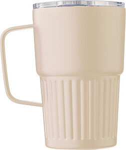 Dvoustěnný cestovní hrnek z recyklované nerezové oceli 450 ml, béžová