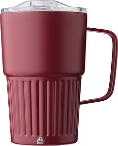 Dvoustěnný cestovní hrnek z recyklované nerezové oceli 450 ml, vínová
