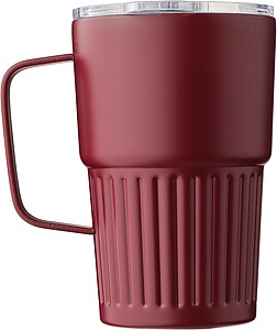 Dvoustěnný cestovní hrnek z recyklované nerezové oceli 450 ml, vínová