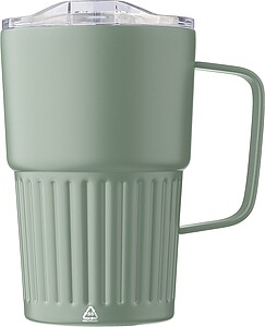 Dvoustěnný cestovní hrnek z recyklované nerezové oceli 450 ml, zelená